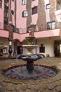 Fountain in the courtyard of Grune Zitadelle in Magdeburg